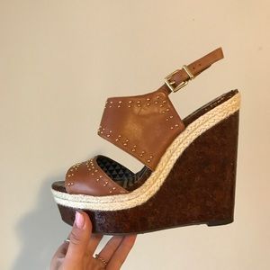 Jessica Simpson brown studded wedges
